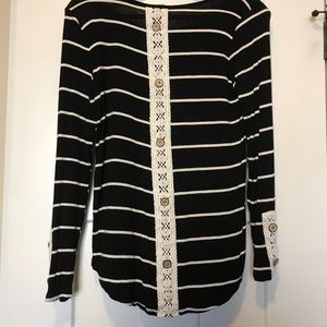 Striped top with crochet detail